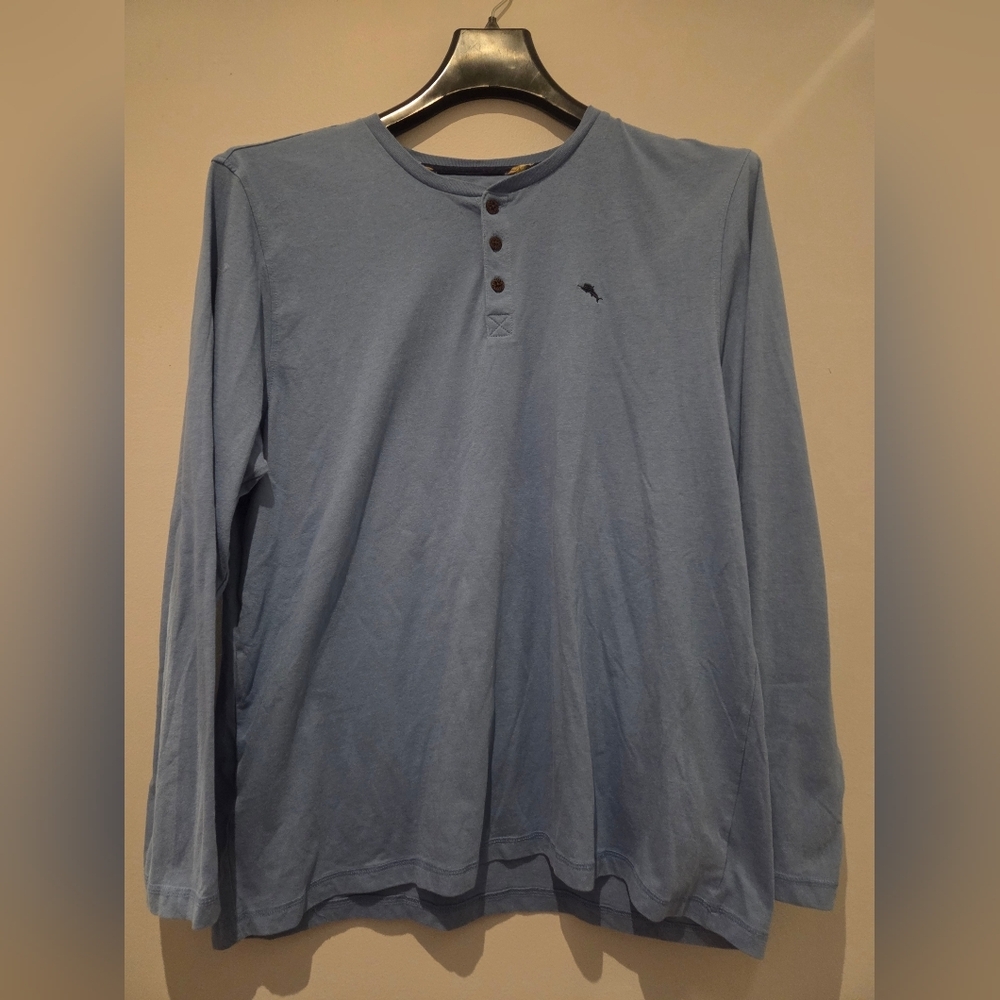 Tommy Bahama Blue Long Sleeve Henley Shirt